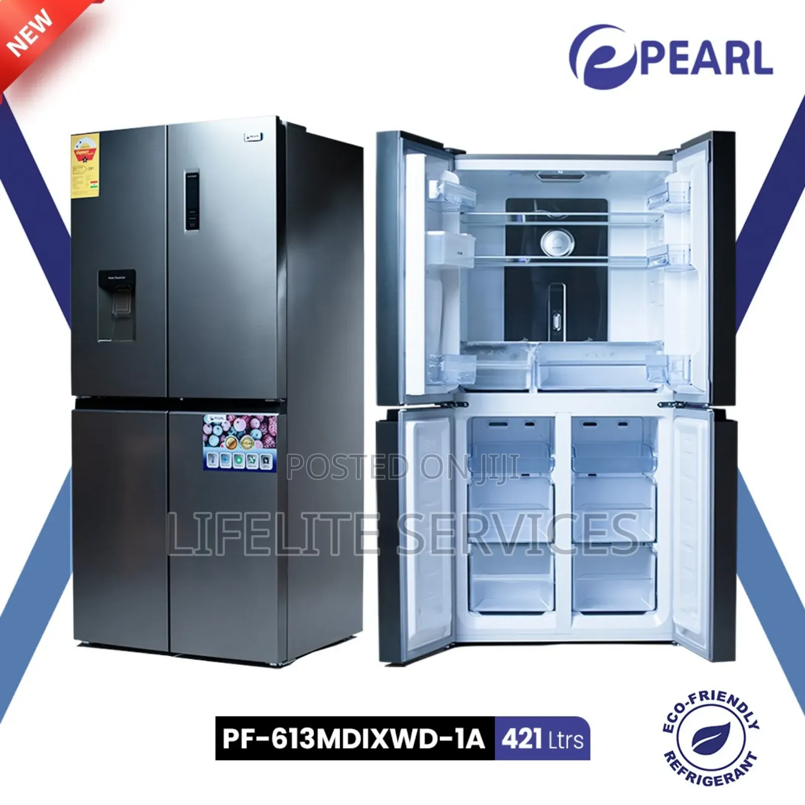 French Door Fridge+Dispenser Pearl 421litrs