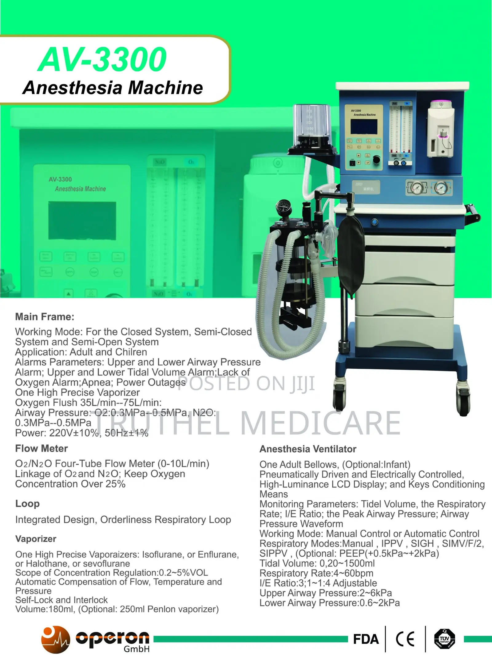 Anaesthesia Machine - Single Vaporizer