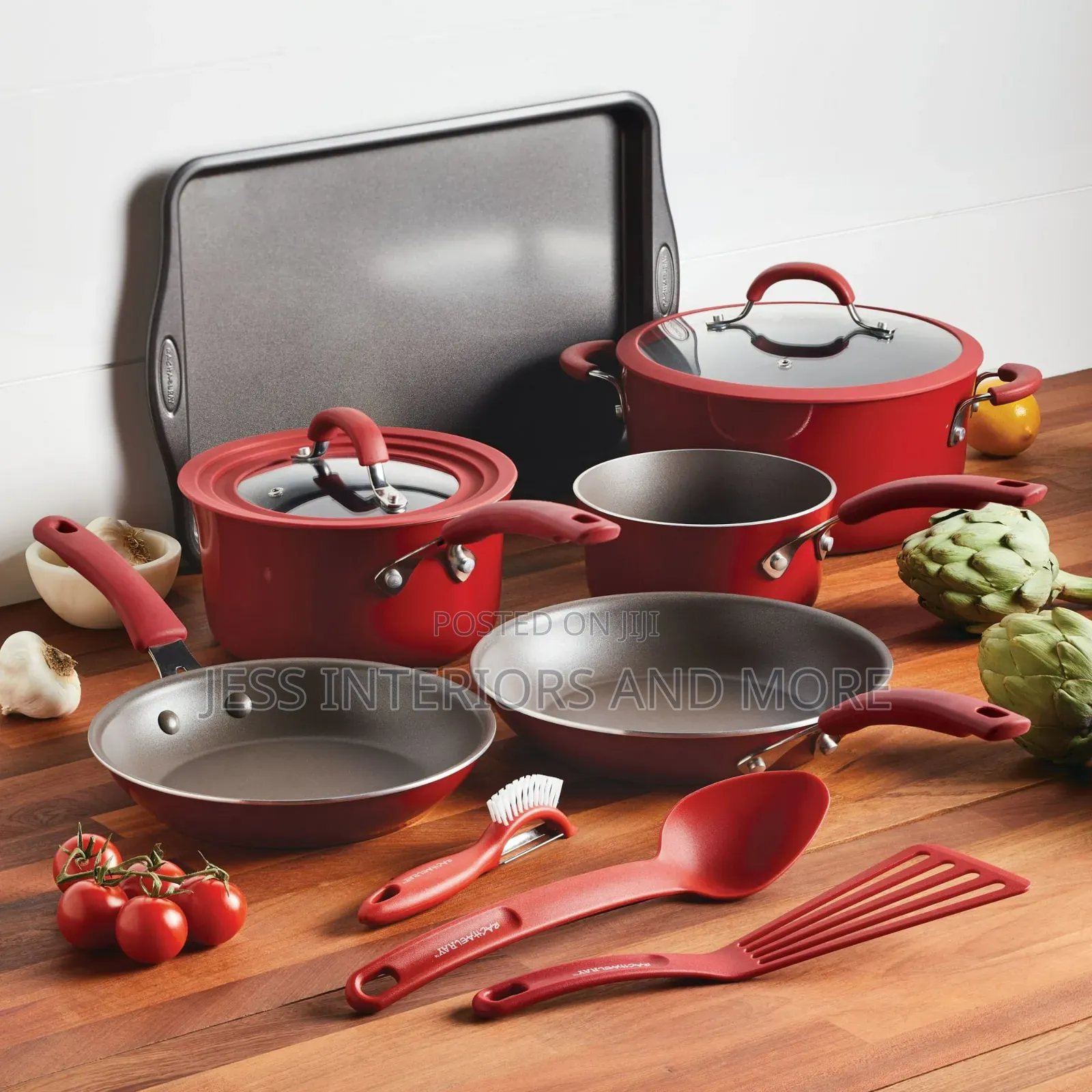 Rachael Ray 11 Pc Aluminum Nonstick Cookware Set, Red