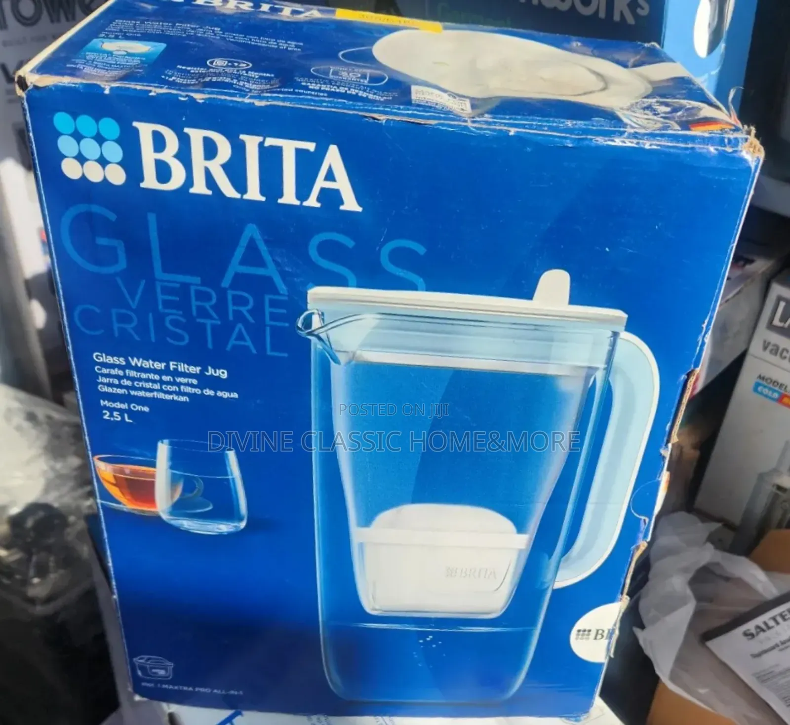 Brita Glass Verre Cristal Water Filter Jug (2.5lit)