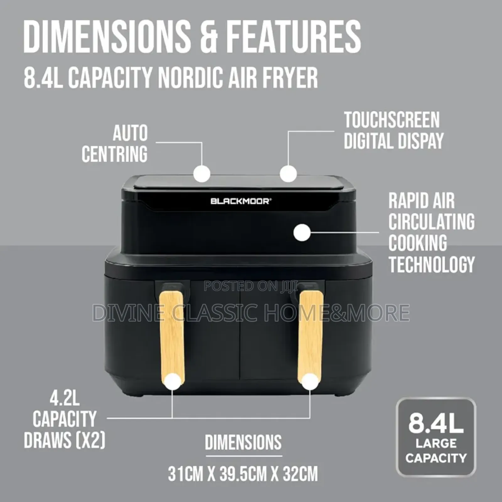 8.4lit Blackmoor Dual Air Fryer Oven (2600w)
