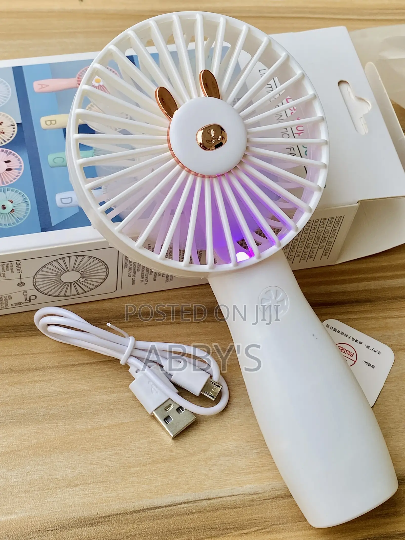 Natural Cooling Handheld Usb Rechargeable Lighting Fan