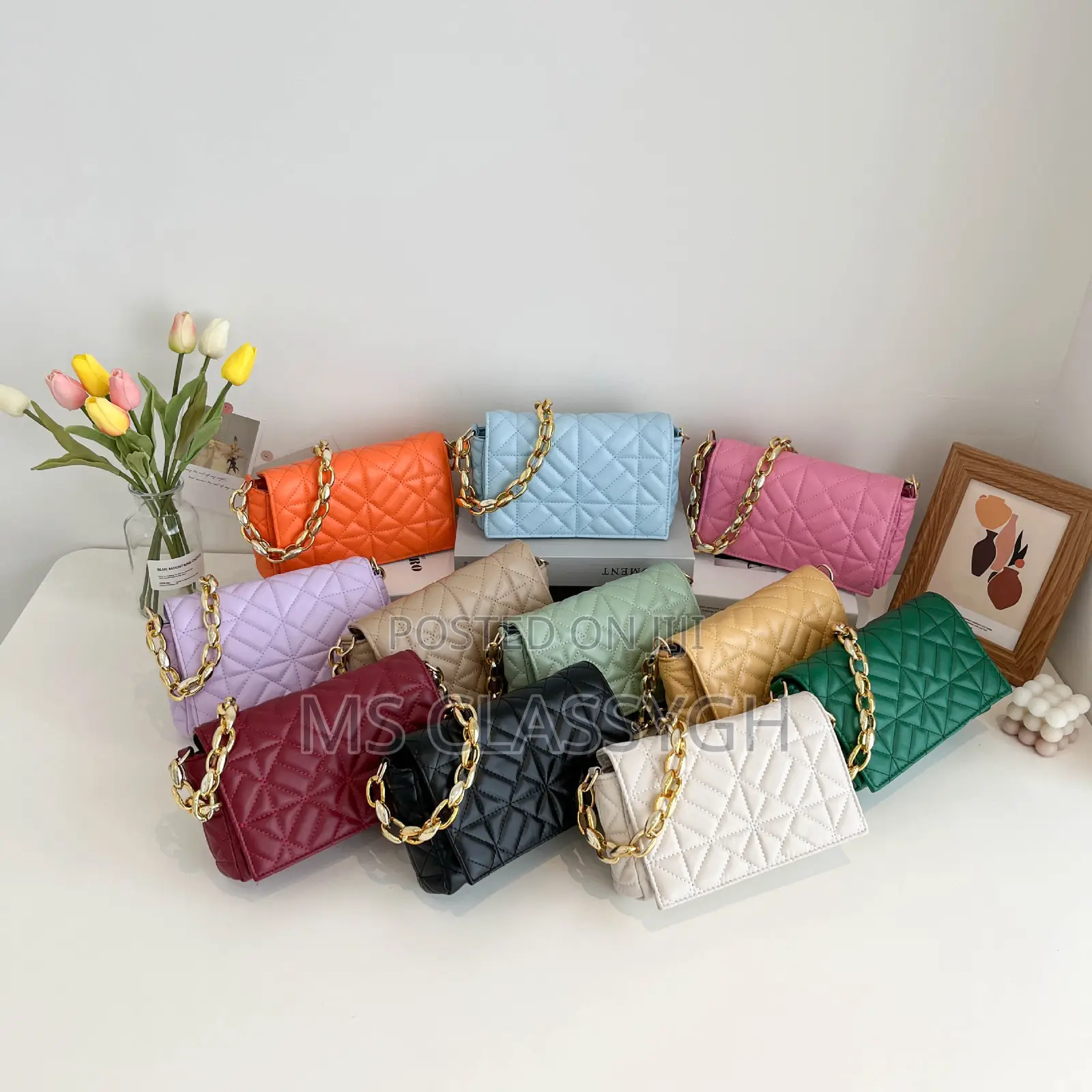 Thick Chain Fashion Embroidery Thread One-Shoulder Handbag