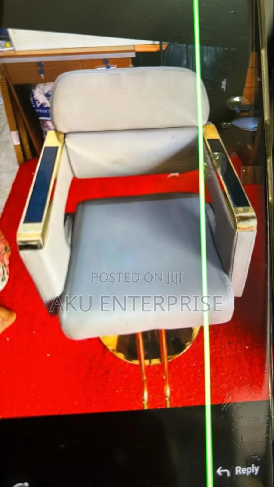Leather Saloon Chair Gold Legs Adjustable