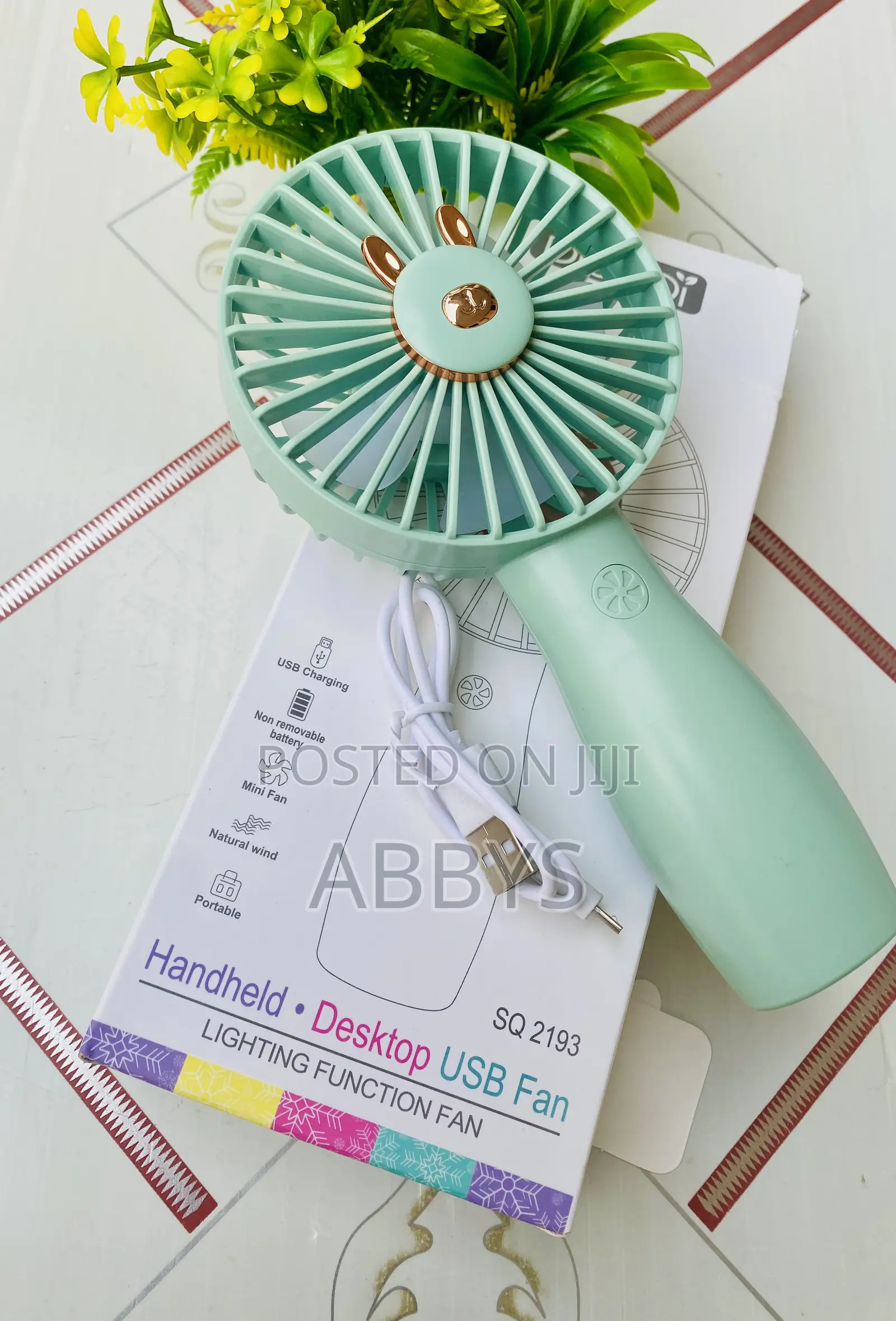 Natural Cooling Handheld Usb Rechargeable Lighting Fan