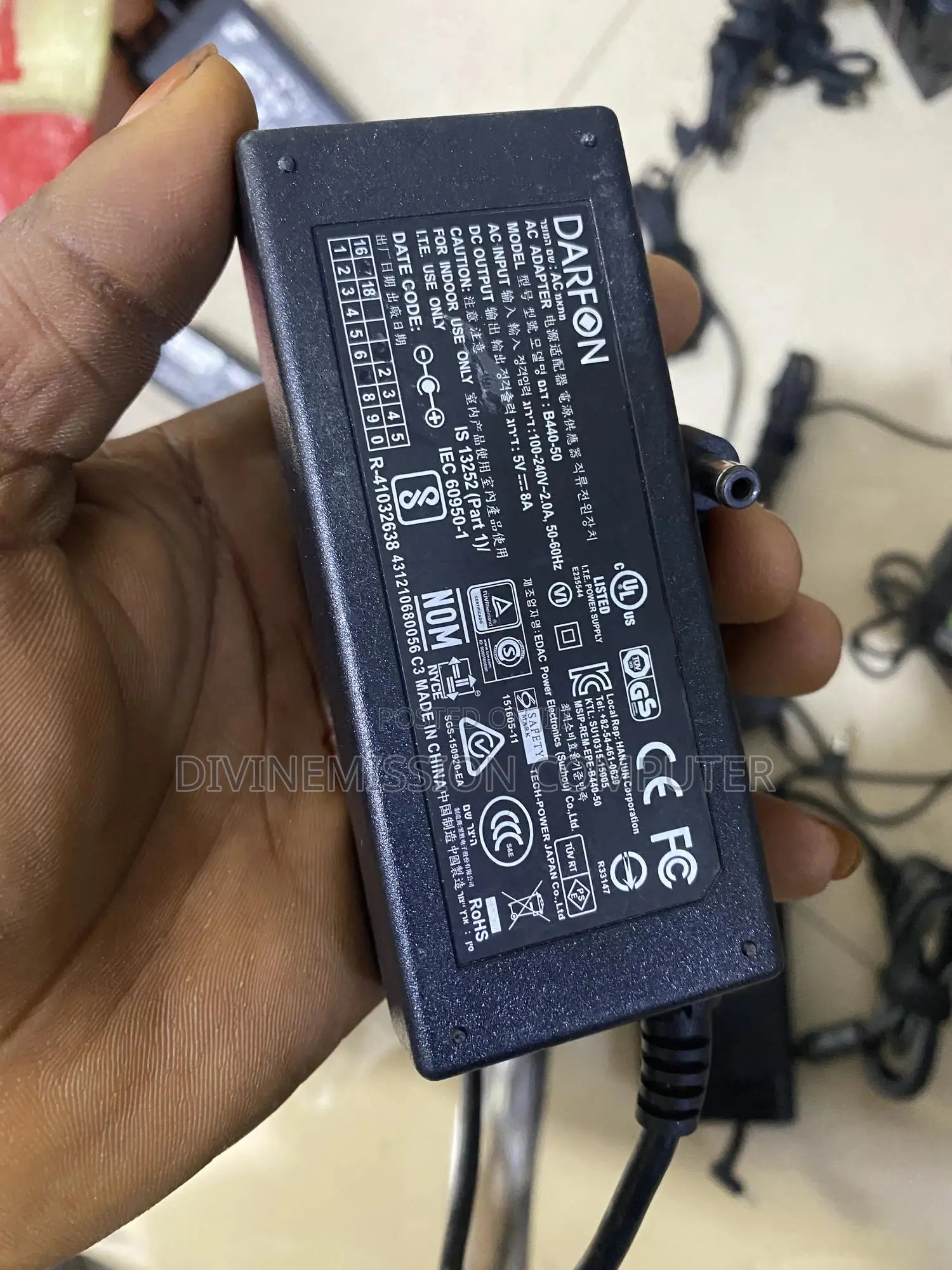Darfon Adapter/Charger 5v—8a Model B44-50