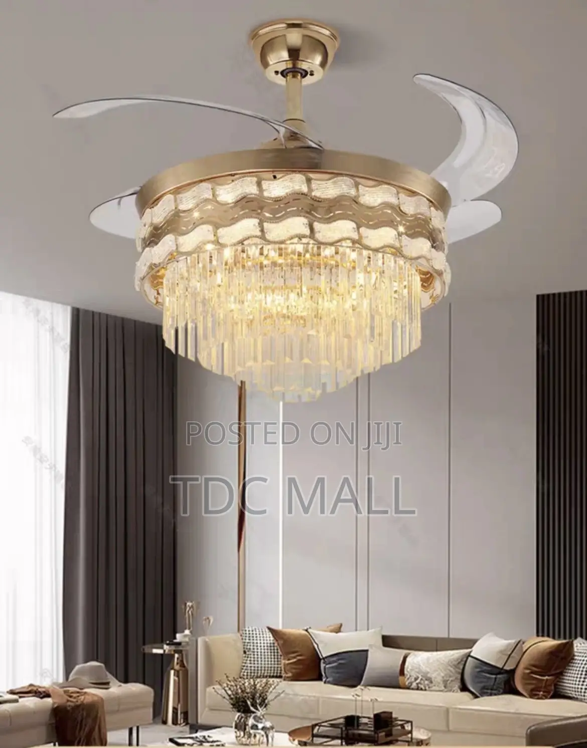 Luxury Crystal Ceiling Fanlight With Remote