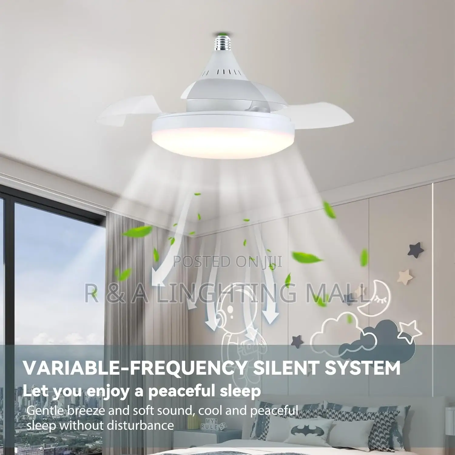 B22 Ceiling Fan Light + Remote Control - 30w - White