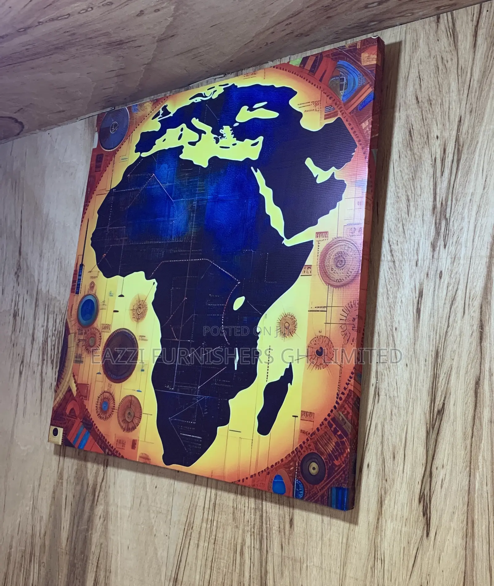 African Globe World Map Single Canvas Wall Arts Frame Decor