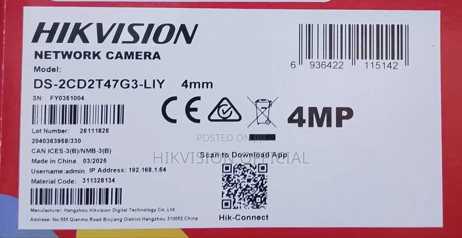 Hikvision 4mp Ip Acusense 3.0 Bullet Ai Ds-2cd2t47g3-Liy