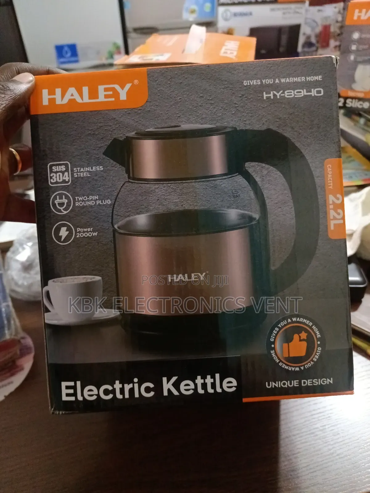 Haley 2.2liter Stainless Steel Glass Kettle