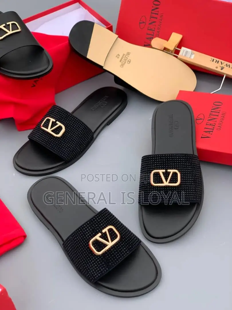 Valentino Garavani Black Slippers