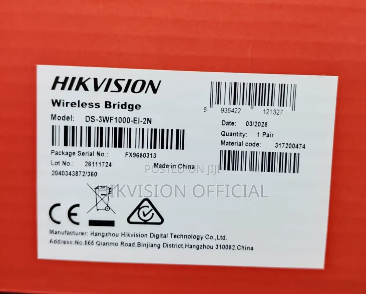 Ds-3wf1000-Ei-2n 2.4ghz 300mbps 1km Wireless Bridge Kit