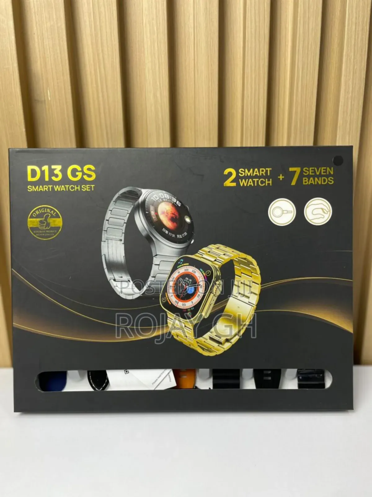 D13 Gs Smart Watch With 2 Dials and 7 Straps - Gold