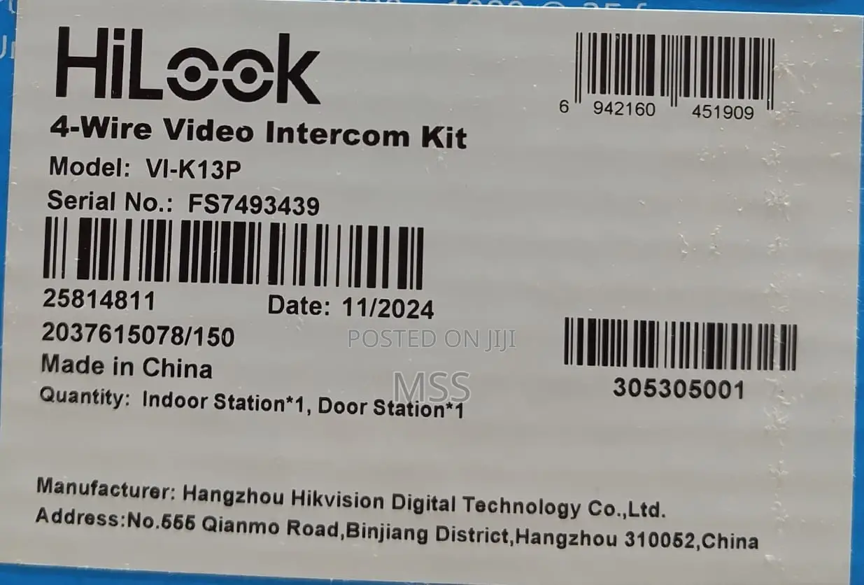 4-Wire Analog Video Intercom Kit-Hilook