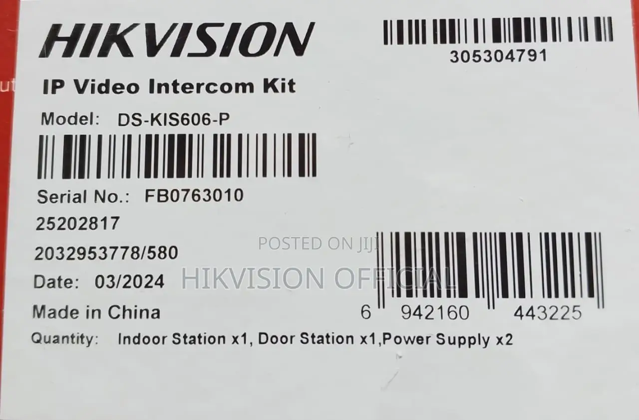 Ip Video Intercom Kit 5'' Screen-Hikvison