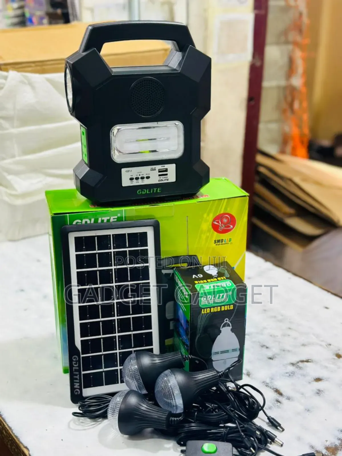 Solar Light With Inbuilt Radio, Bluetooth Usb Port- Black