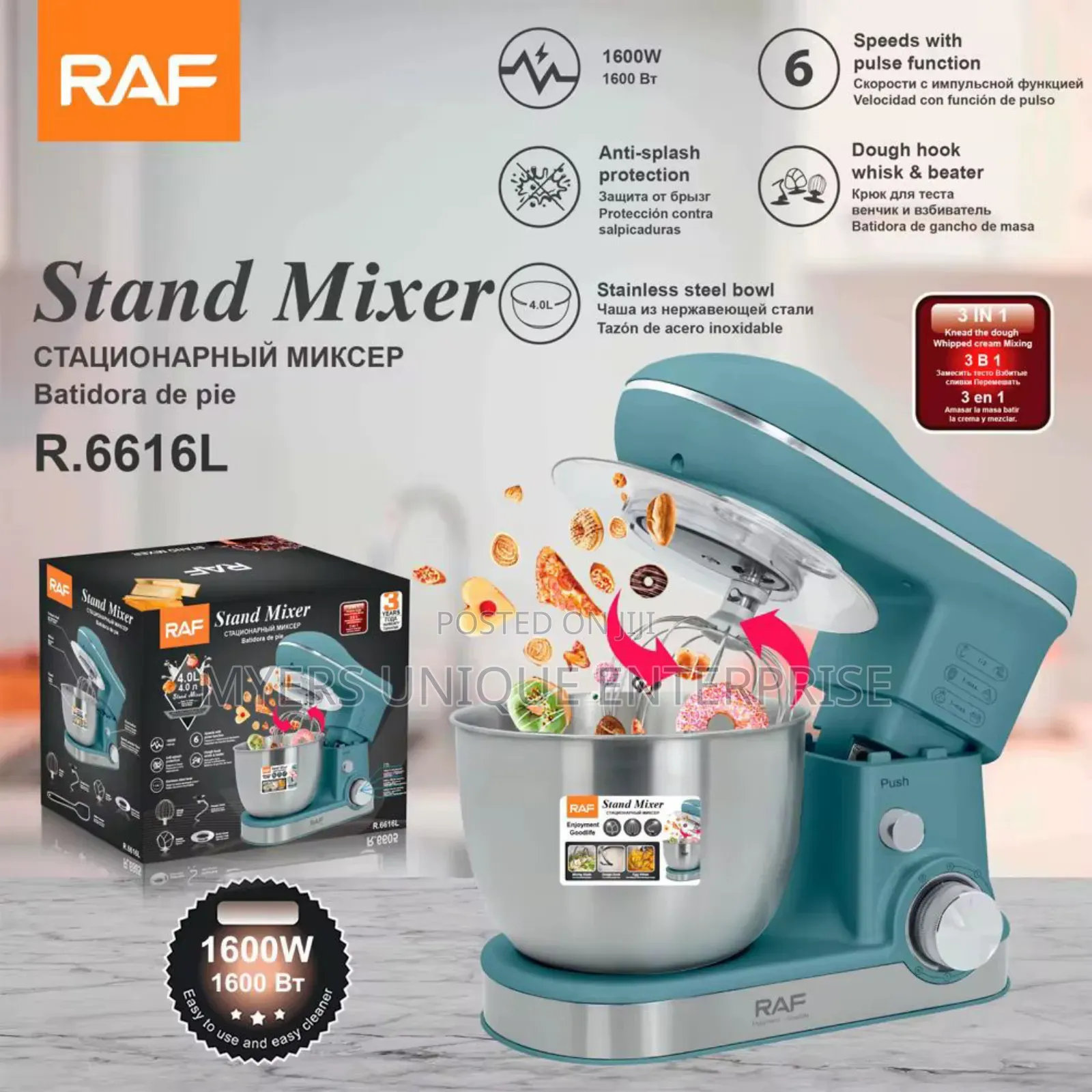 Speeds With Pulse Function Raf Stand Mixer