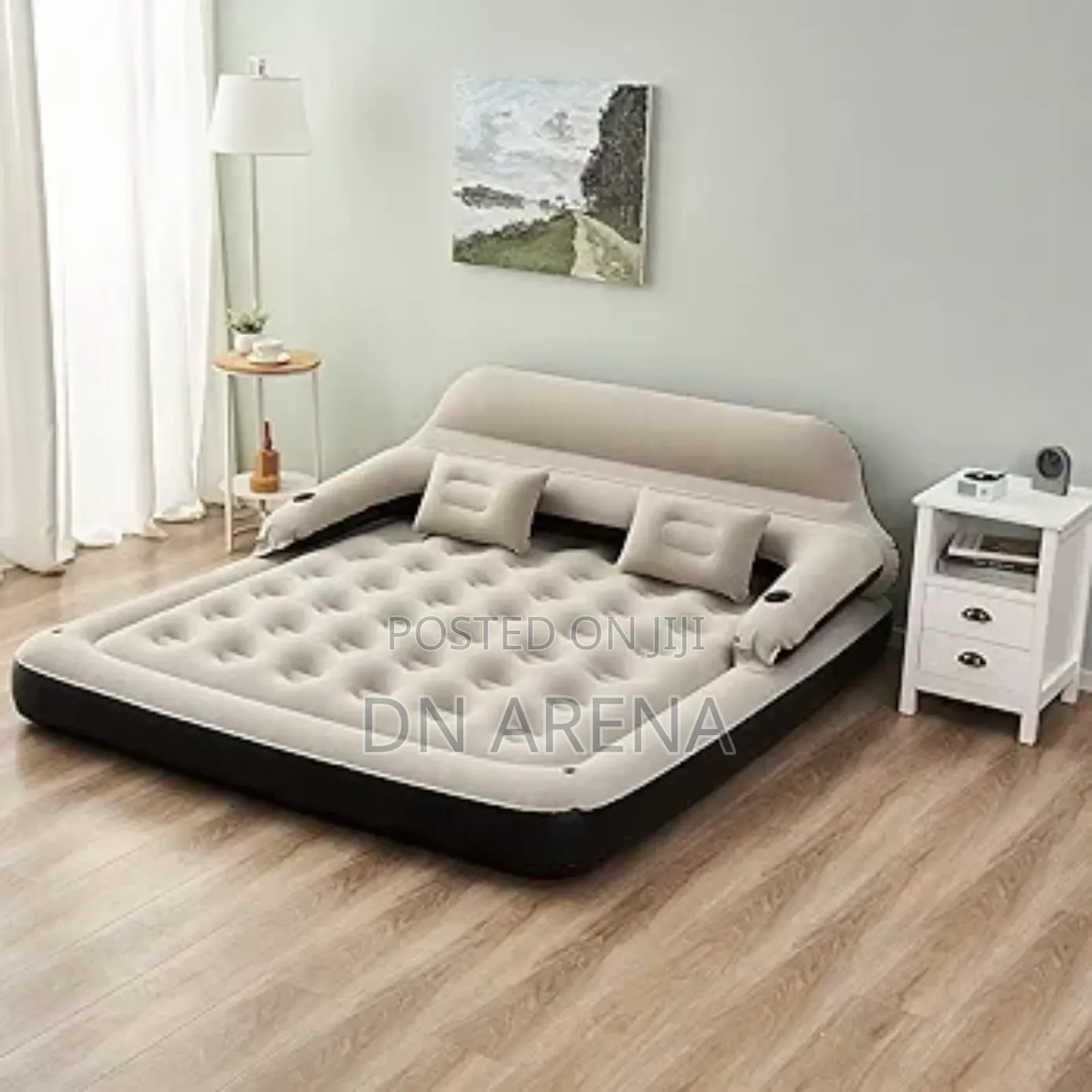 Queen Size Air Mattress Sofa Bed With Headboard And Pillow