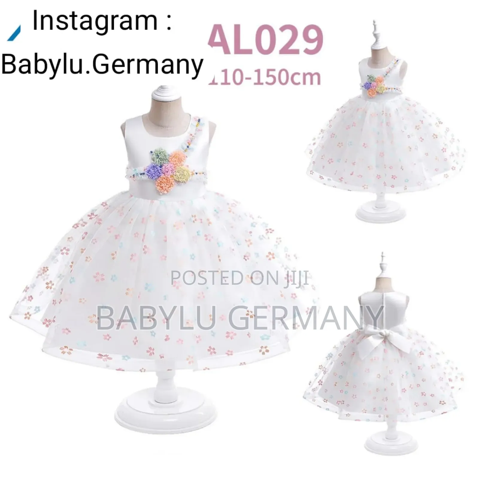 White Flower Pattern Dress / Ball Gown for Girls