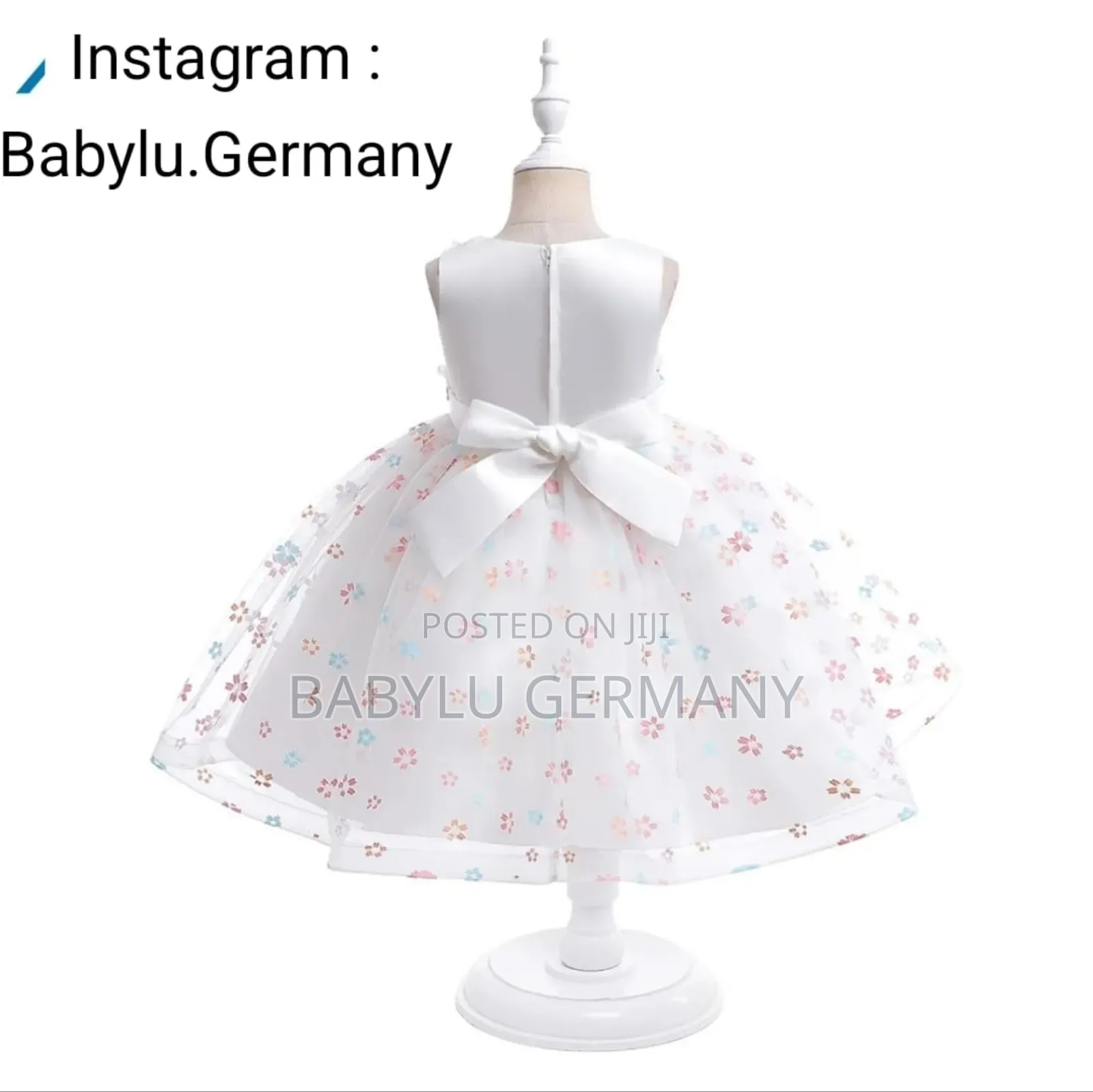 White Flower Pattern Dress / Ball Gown for Girls