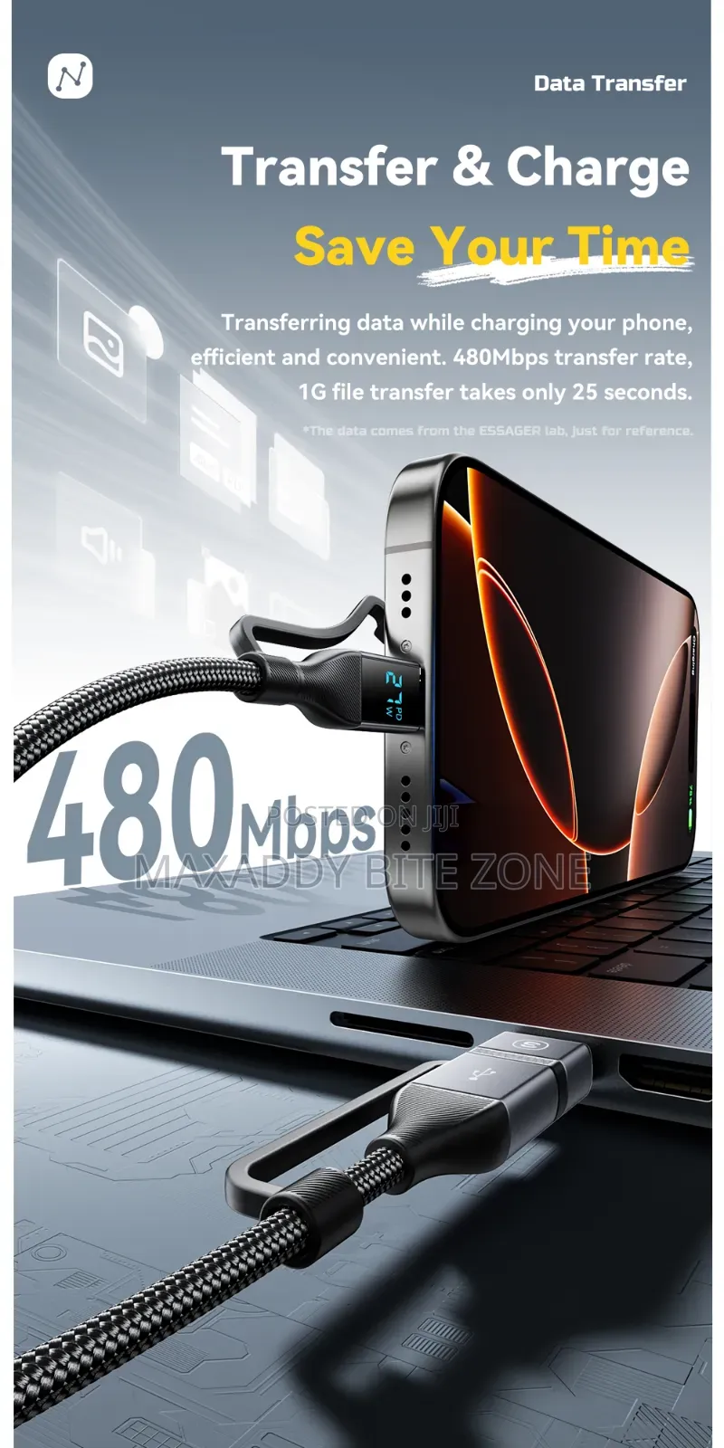 2m Essager 4 In 1 Digital Display Usb Cable Type C100w Pd