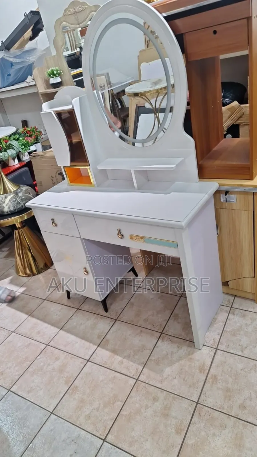 Dressing Mirror Table and Chair With Led Light