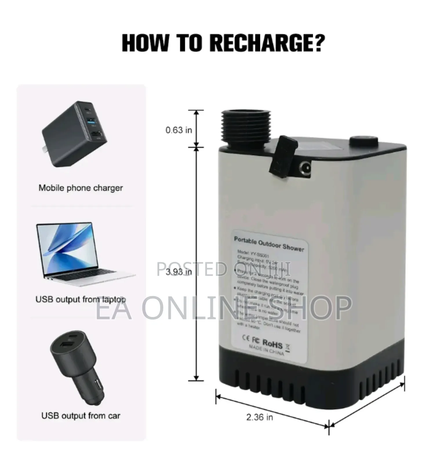Potable Rechargeable Shower for Bathing, Car Washing Etc