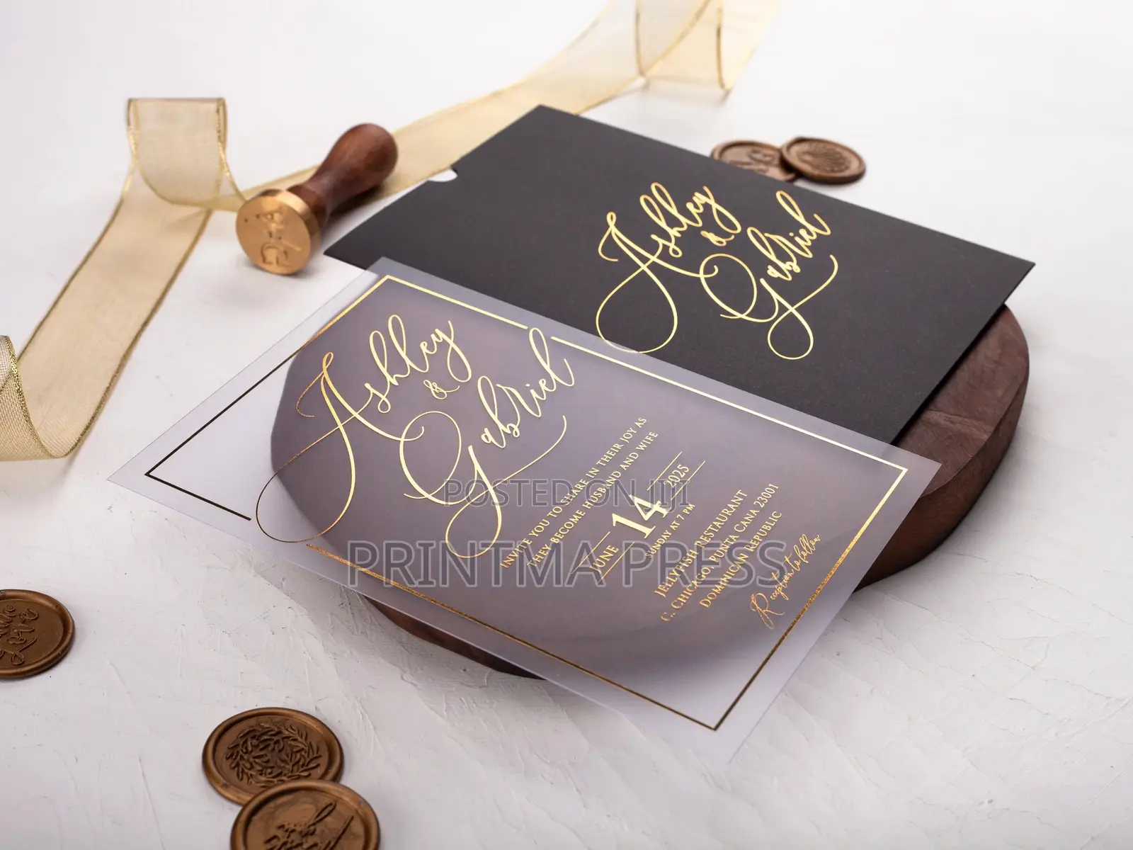 Gold Acrylic Wedding Invitations
