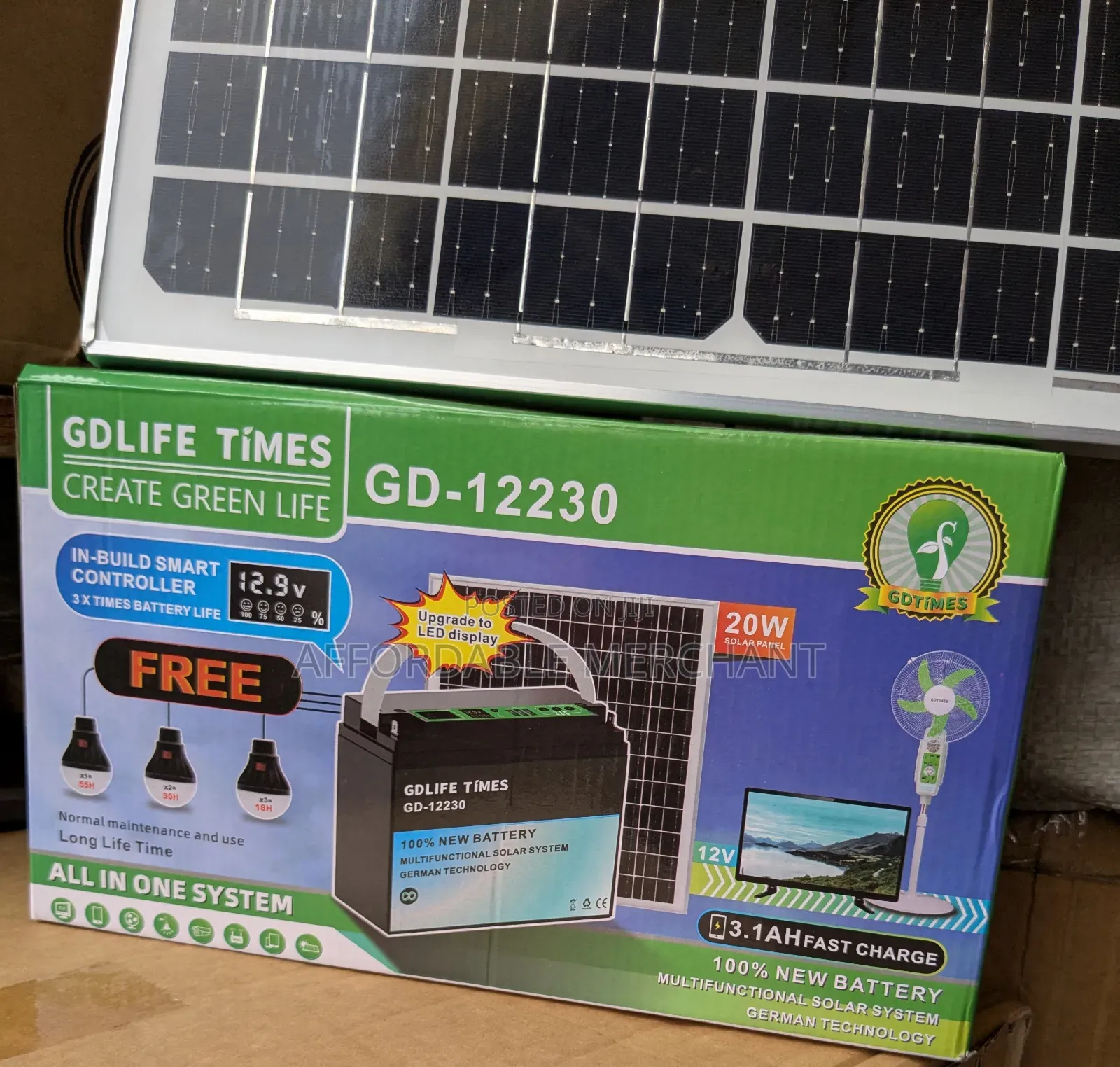Gdlite All in One Solar Lighting System Set With 3 Led