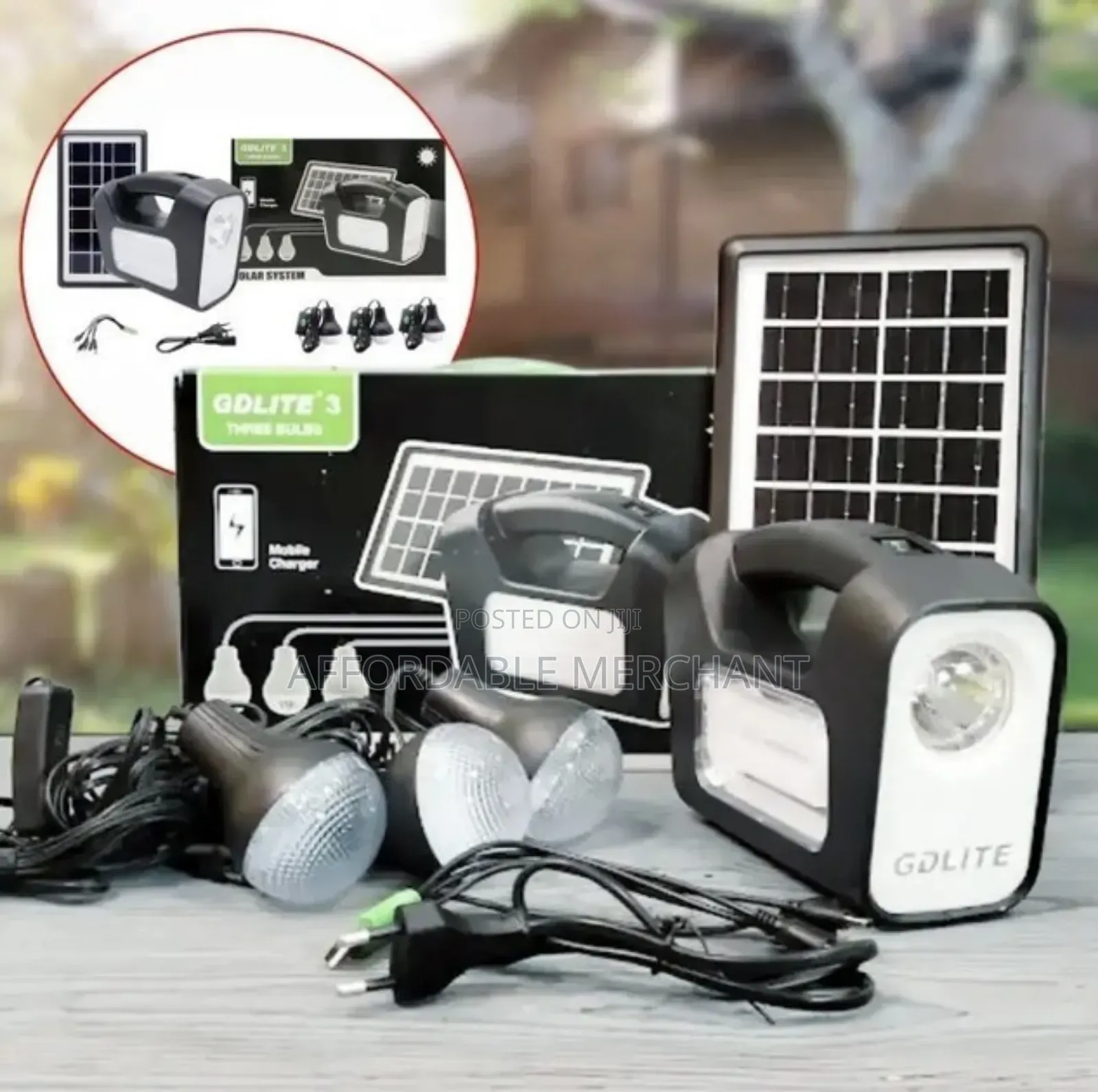 Gdlite Rechargeable Solar With 3 Bulb