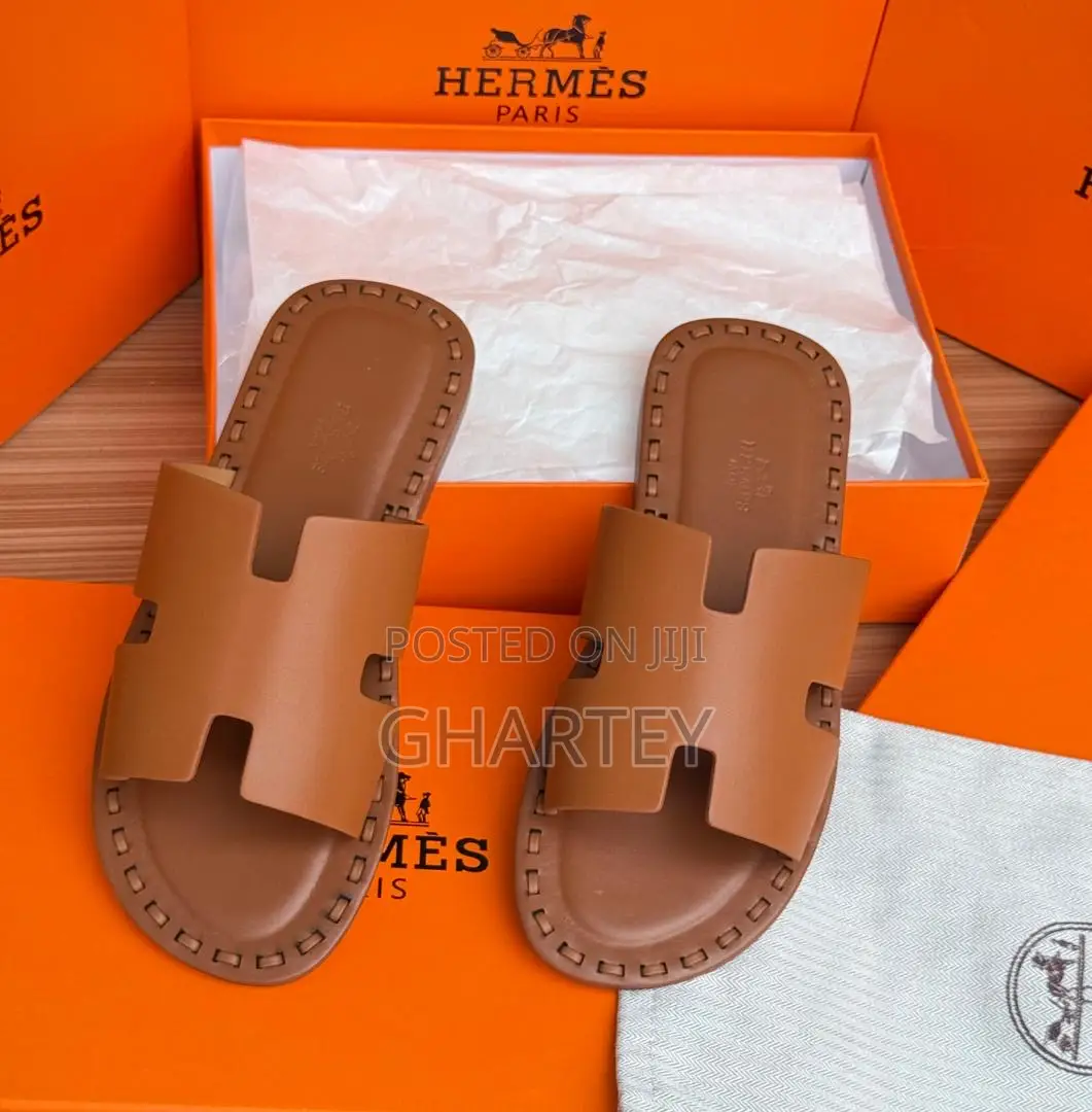 Hermes Leather Unique Stiches Designed Slippers
