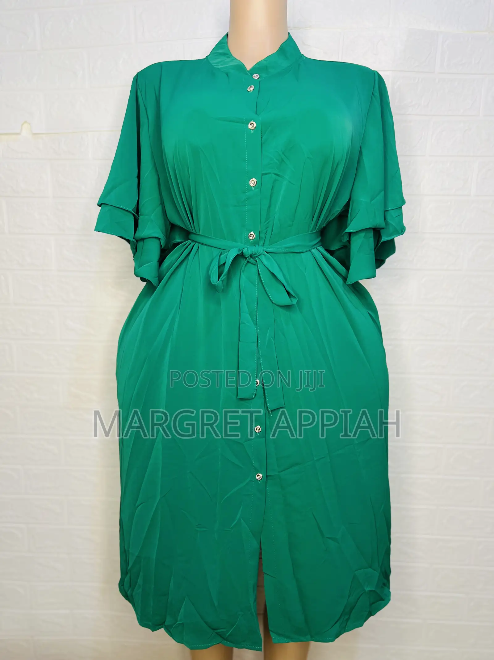 Ruffled Sleeve Shirt Dress