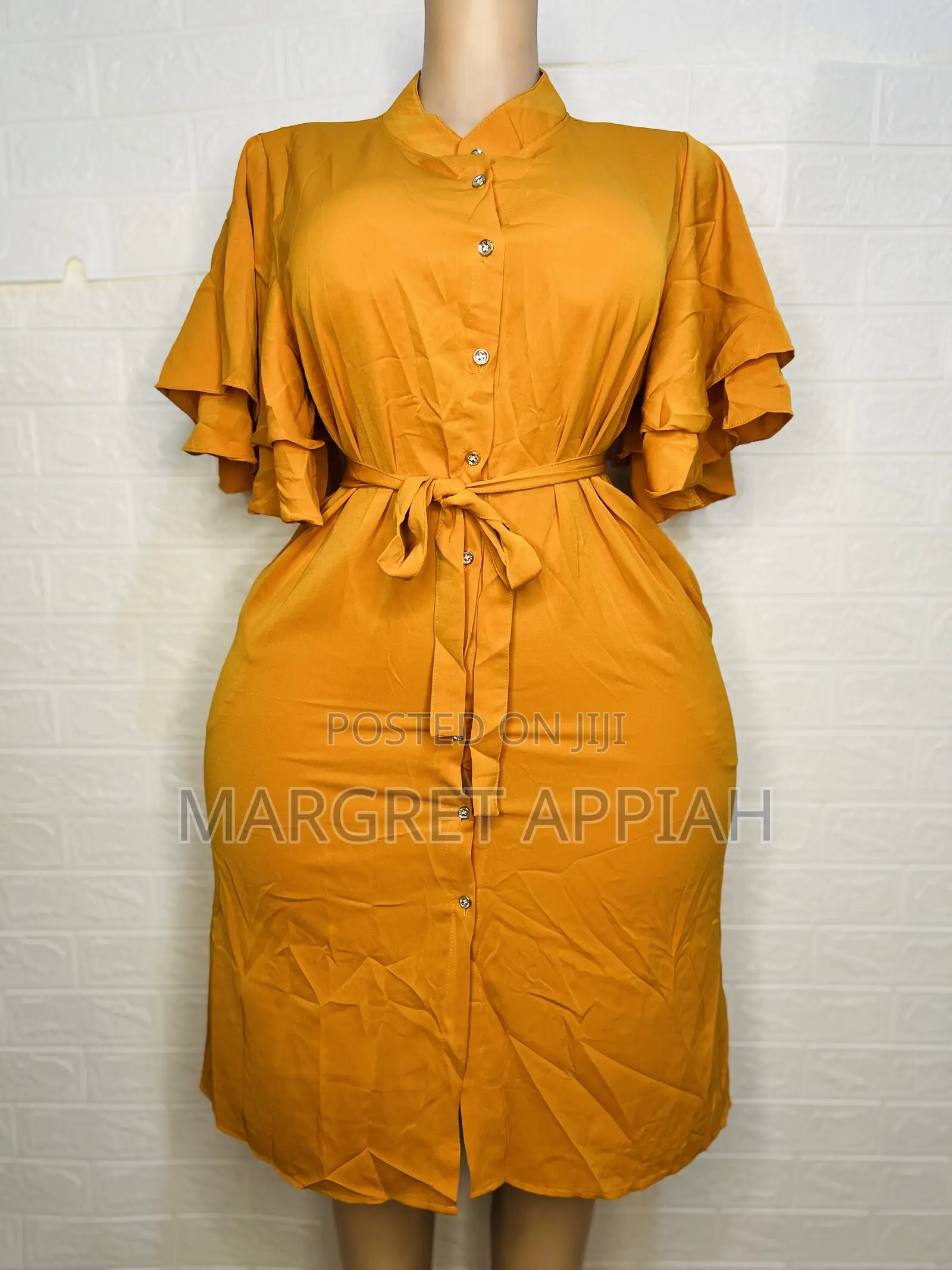 Ruffled Sleeve Shirt Dress