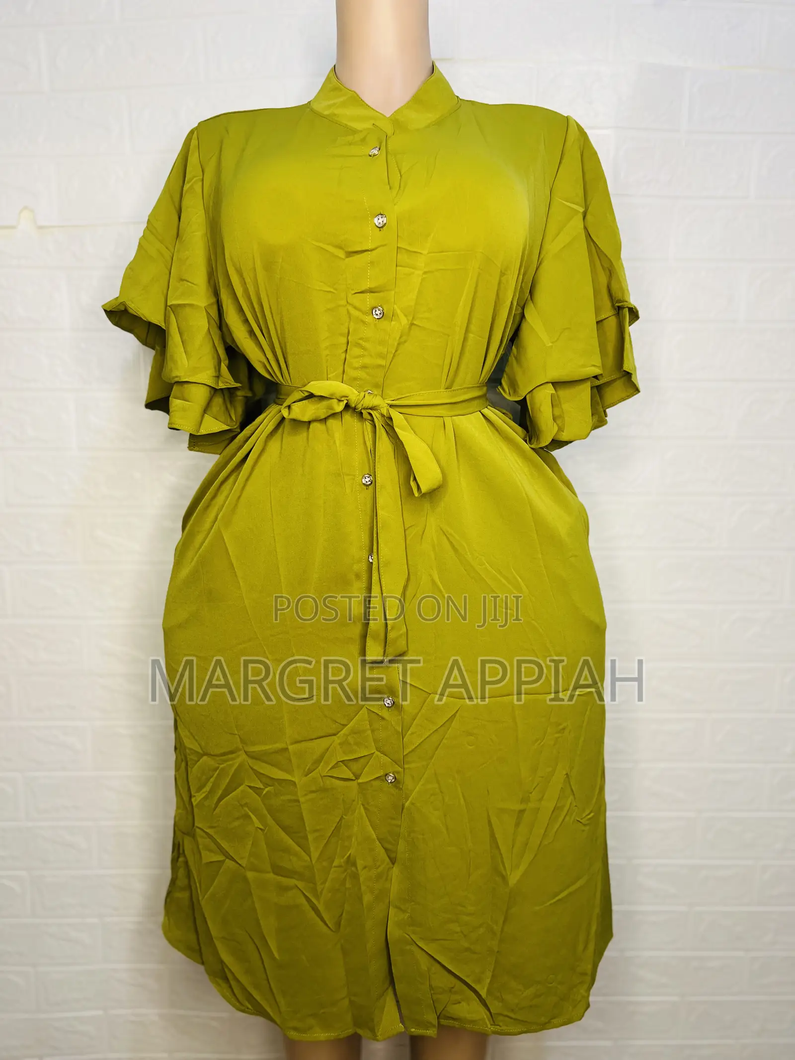 Ruffled Sleeve Shirt Dress