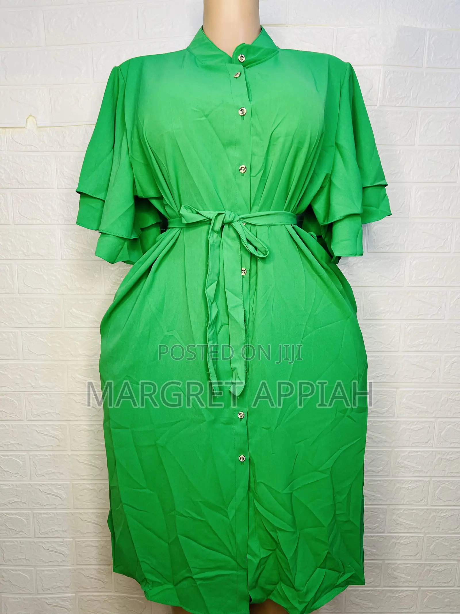 Ruffled Sleeve Shirt Dress