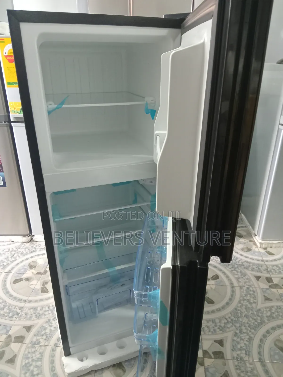 Energetic Double Door Top Freezer Westpool Black Fridge