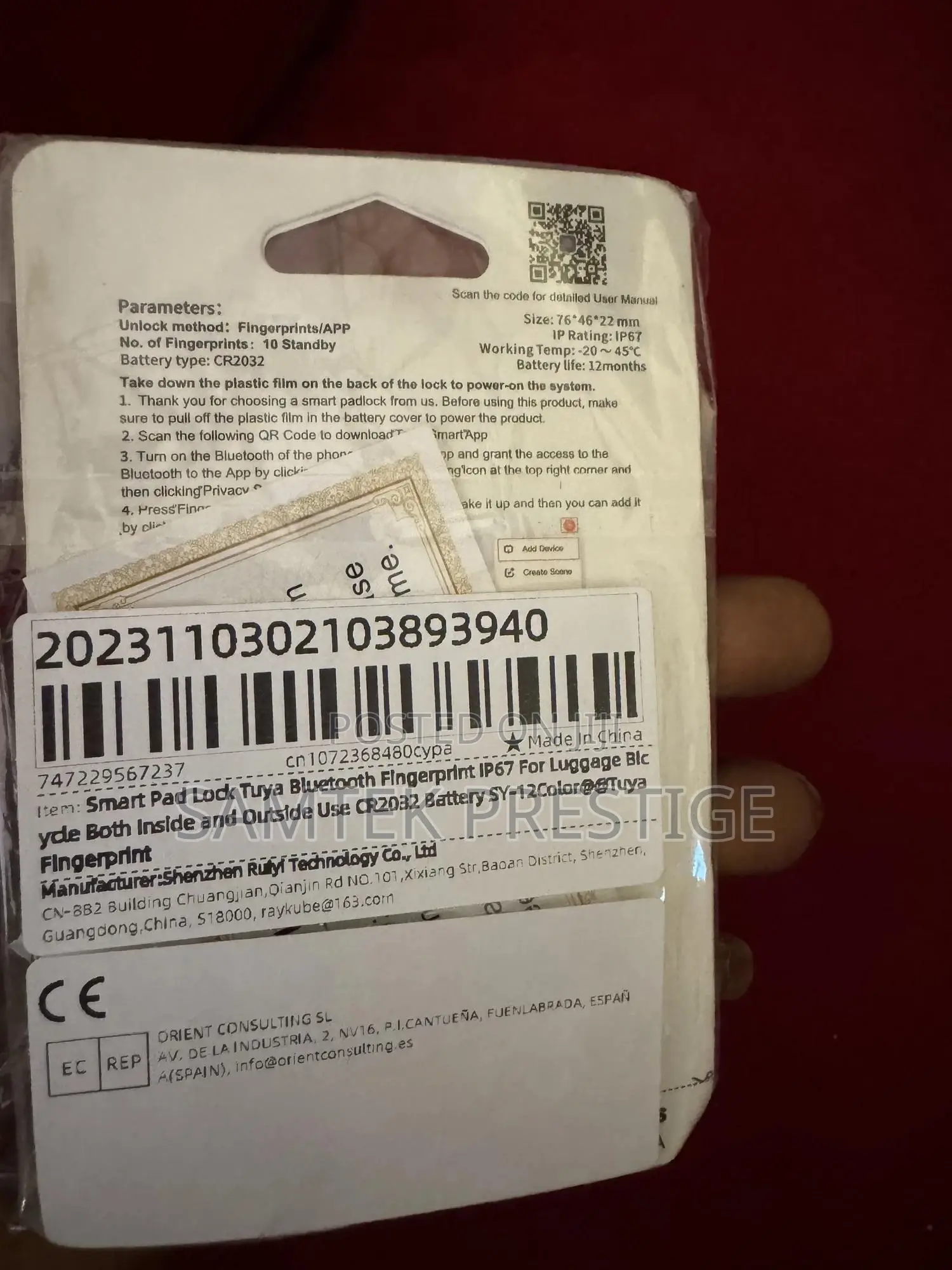 Smart Tuya Fingerprint Padlock