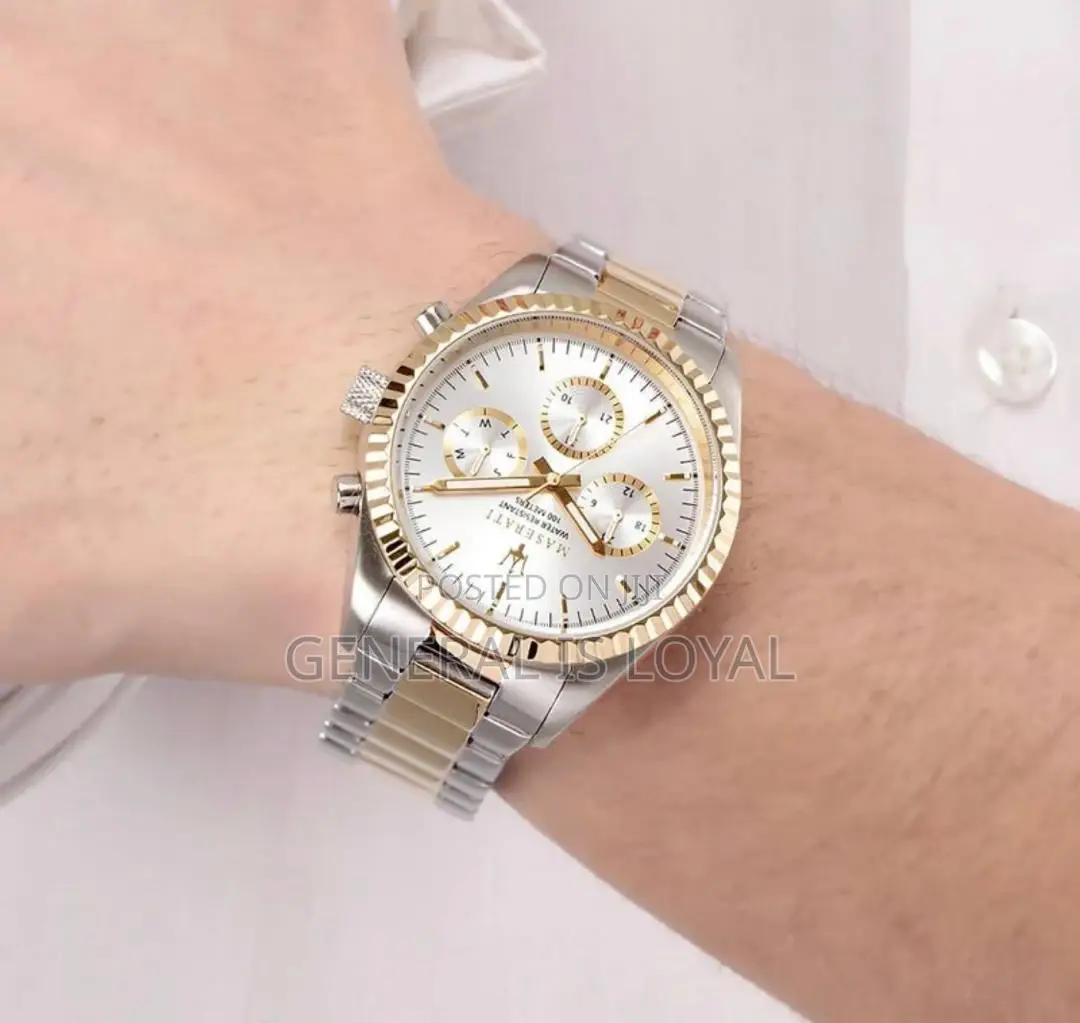 Maserati Men’S Competizione Silver Chronograph Dial Two Tone