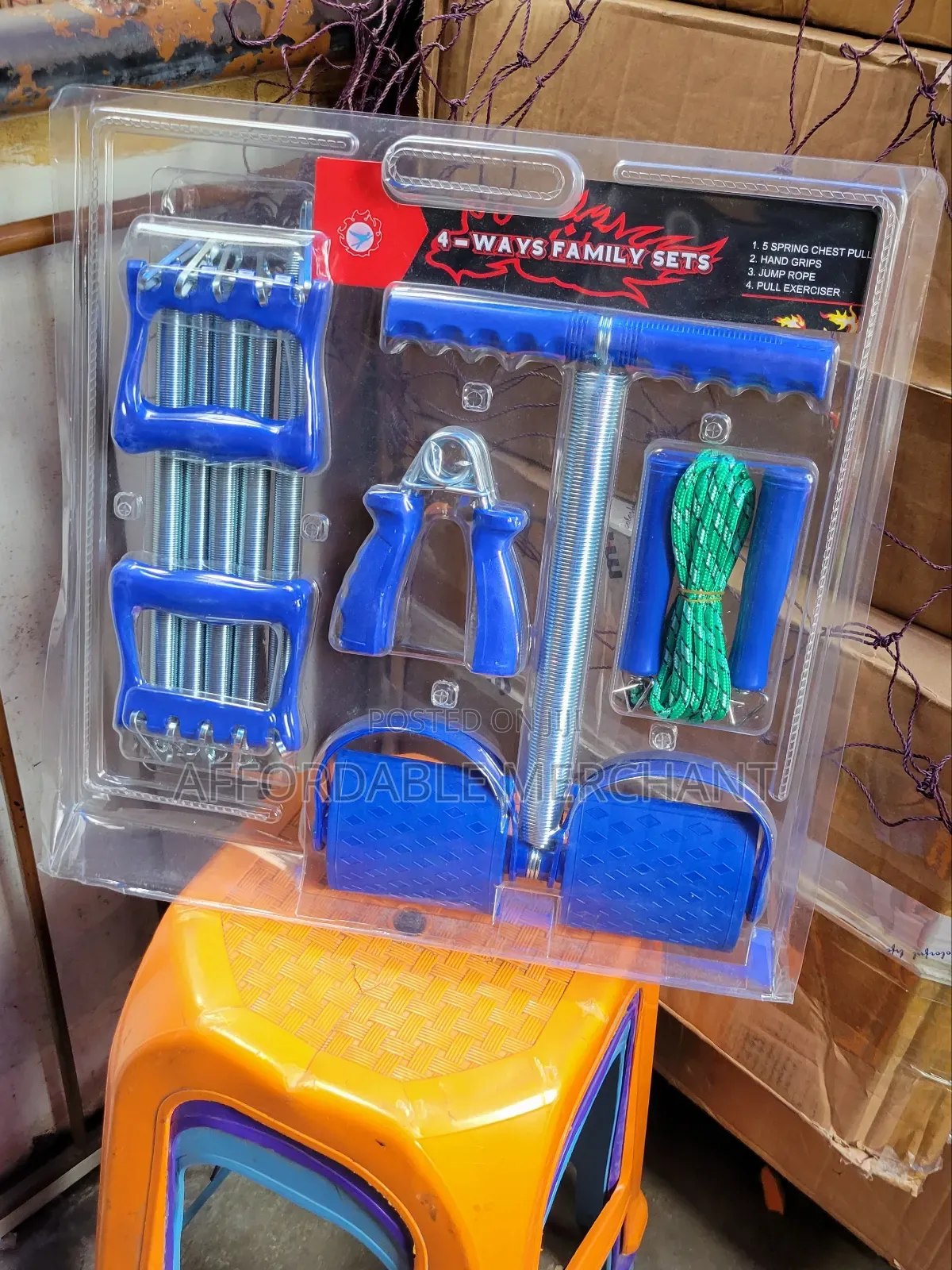 4-Way Training Set Chest Expander, Jump Rope, Hand Grips