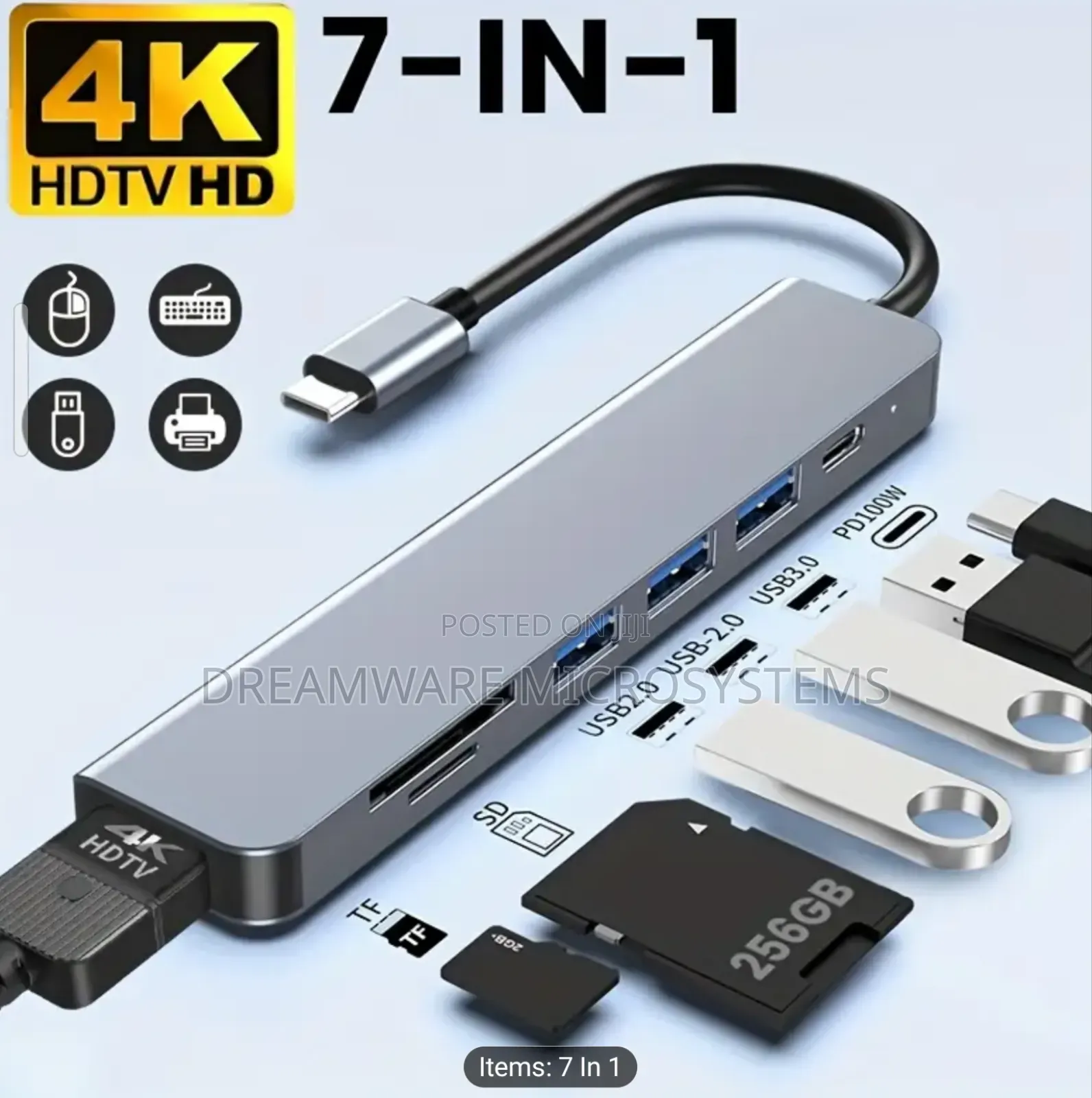 7-in-1 Sd/Tf With Card Reader HDTV Hub