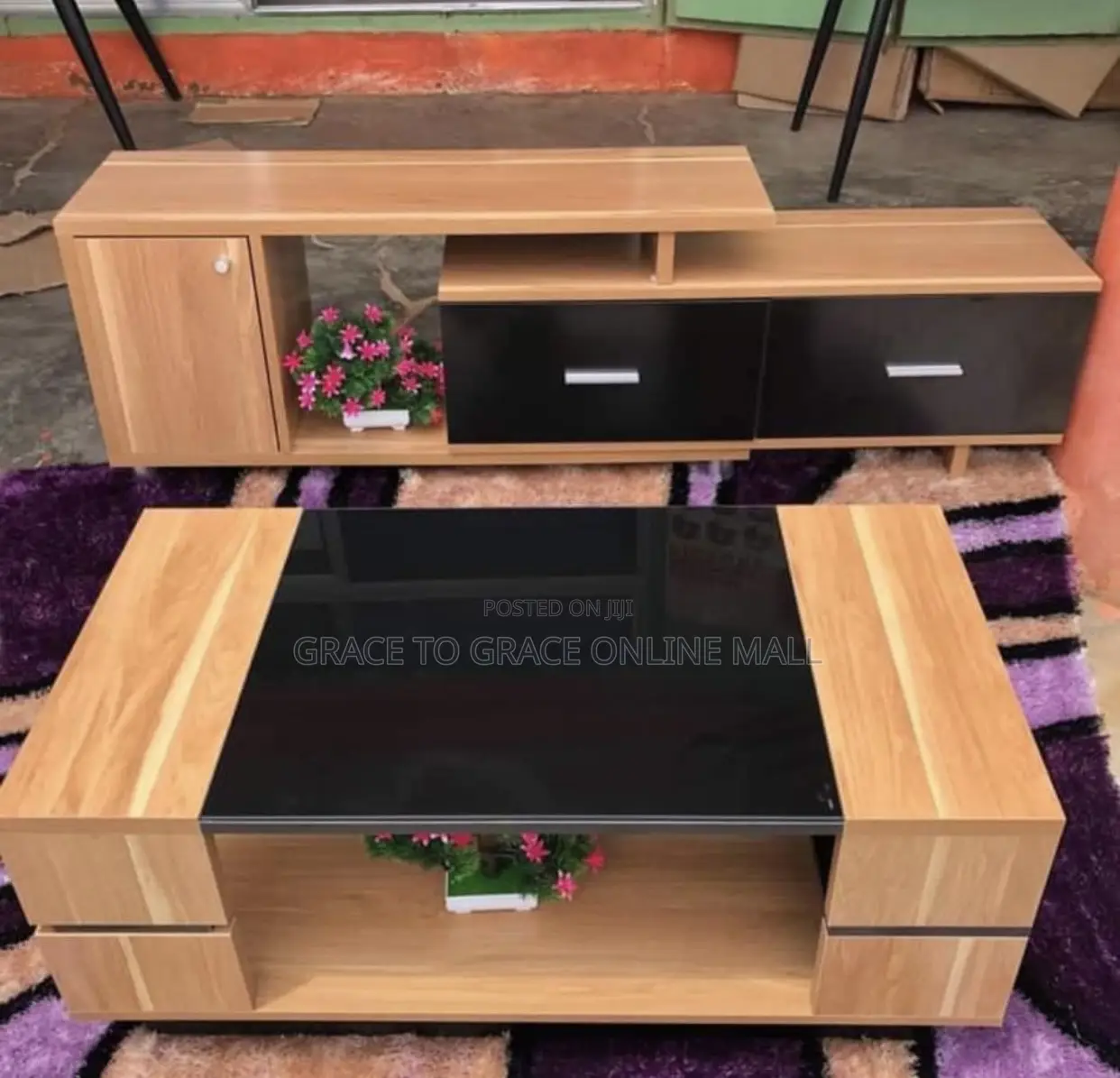 Wooden Center and Tv Stand