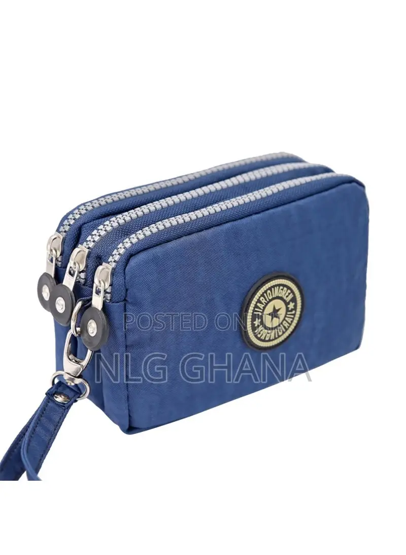 Women Three Layer Zipper Coin Purse Washed Denim. Tvx27532