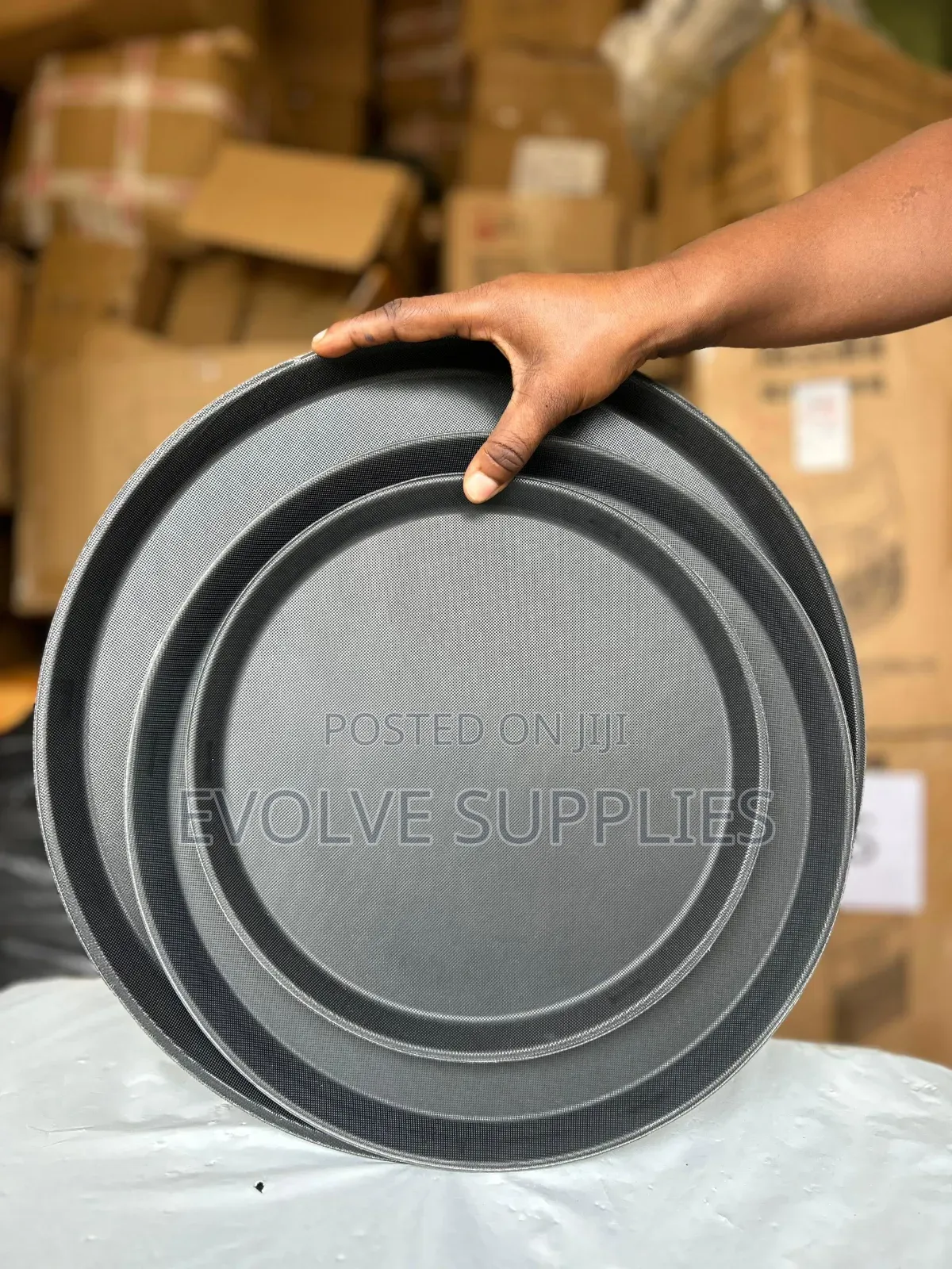 Black Round Nonslip Tray ( Small,Medium,Large)