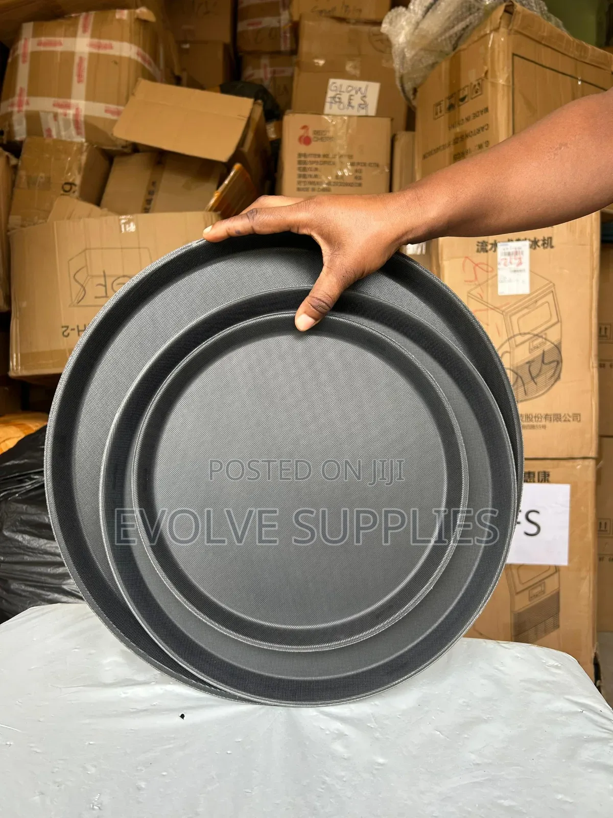 Black Round Nonslip Tray ( Small,Medium,Large)