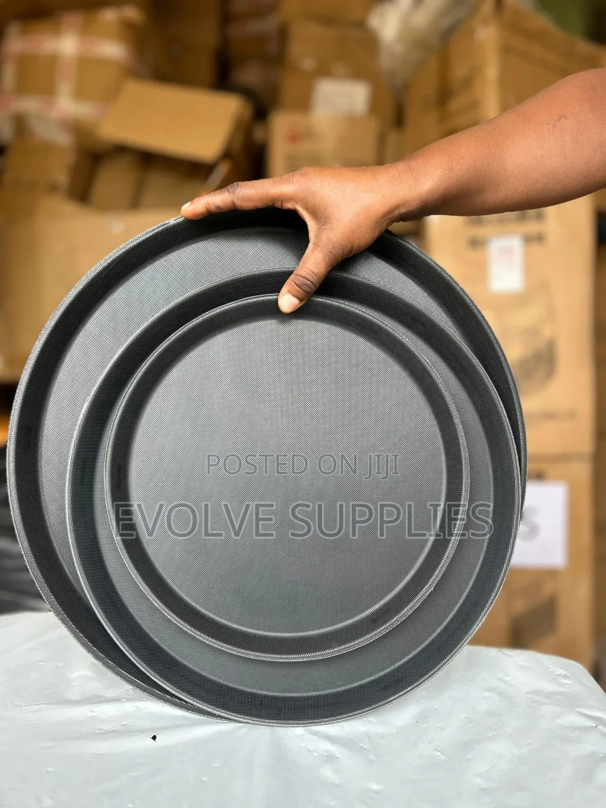 Black Round Nonslip Tray ( Small,Medium,Large)