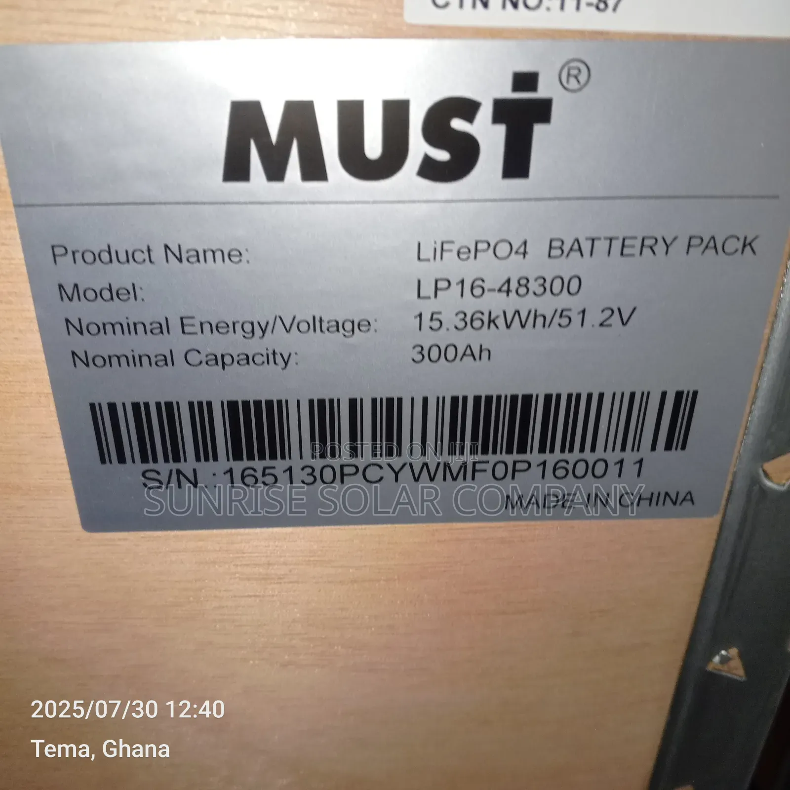 Solar Lithium Battery 48v 300ah Must( Promotion)