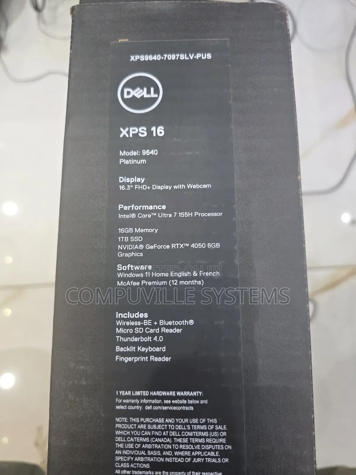 New Laptop Dell XPS 16 9640 16GB Intel Core Ultra 7 SSD 1T