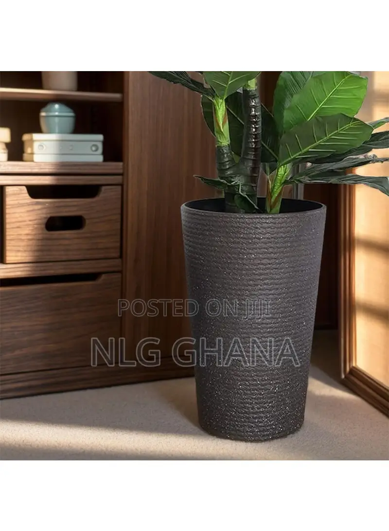 Modern Plant Pot Plastic Vase - Dark Grey. Ghx5452