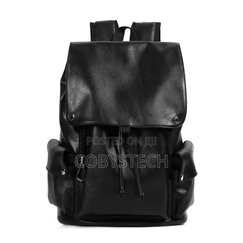 Pu Leather Backpack Unisex- Brown/Black/Grey